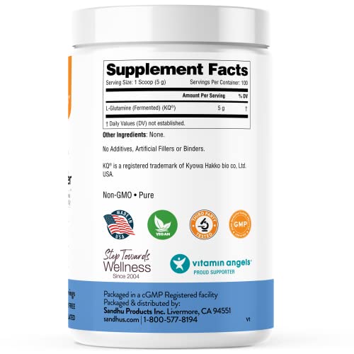 Sandhu's L-Glutamine - 100 Servings -Made in USA -500 Gram- Non-GMO- Amino Sandhu'sBuy Supplements Australia
