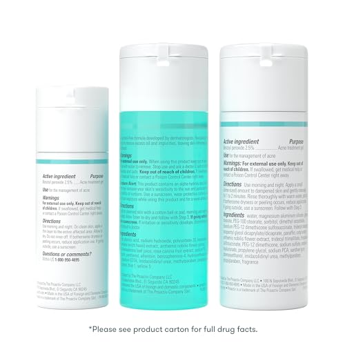 Proactiv 3 Step Acne Treatment - Benzoyl Peroxide Face Wash, Repairing Acne Spot Treatment for Face and Body