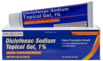 Topical Arthritis Pain Relief Gel Diclofenac Sodium 1% (NSAID) by GeriCare- Hand Wrist Elbow Foot Ankle Knee Extra-Strength Arthritis Pain Reliever- Anti-inflammatory Arthritis Pain Treatment- 3.53oz GeriCareBuy Supplements Australia