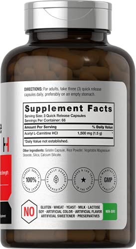 Acetyl L-Carnitine 1500mg | 200 Capsules | Extra Strength ALCAR Supplement | Non-GMO HorbäachBuy Supplements Australia