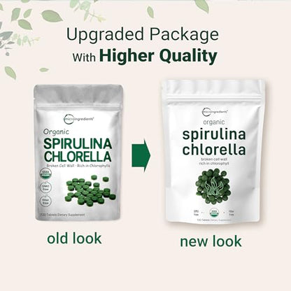 Organic Chlorella Spirulina Tablets, 3000mg Per Serving, 720 Counts, 4 Months Supply Micro IngredientsBuy Supplements Australia