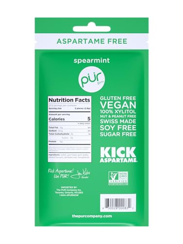 PUR Gum | Aspartame Free Chewing Gum | 100% Xylitol | Natural Spearmint Flavored Gum PURBuy Supplements Australia
