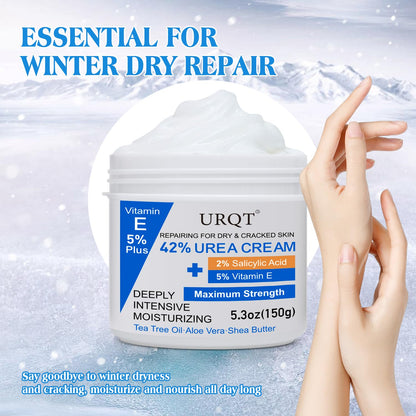 42% Urea Cream for Dry & Cracked Skin - Foot & Hand Cream with 2% Salicylic Acid, 5% Vitamin E, Tea Tree Oil, Aloe Vera, Shea Butter - Moisturizer & Skin Repair Cream for Feet Maximum Strength - Maple Wellness Supplements