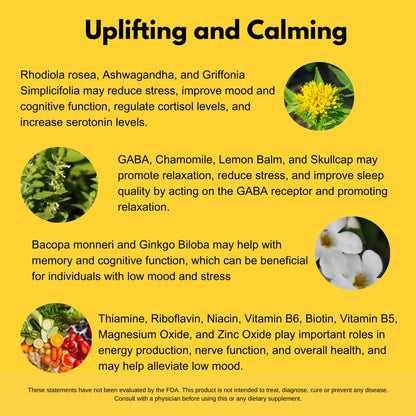 4BETTERMOOD Positivity & Stamina Capsule (30ct) Premium Mood Supplement - Enhance Mood & Promote Emotional Balance - Rhodiola, L-Theanine. Bocopa monnnieri, Velvet Bean, Skull Cap & Ashwaganda. - Maple Wellness Supplements