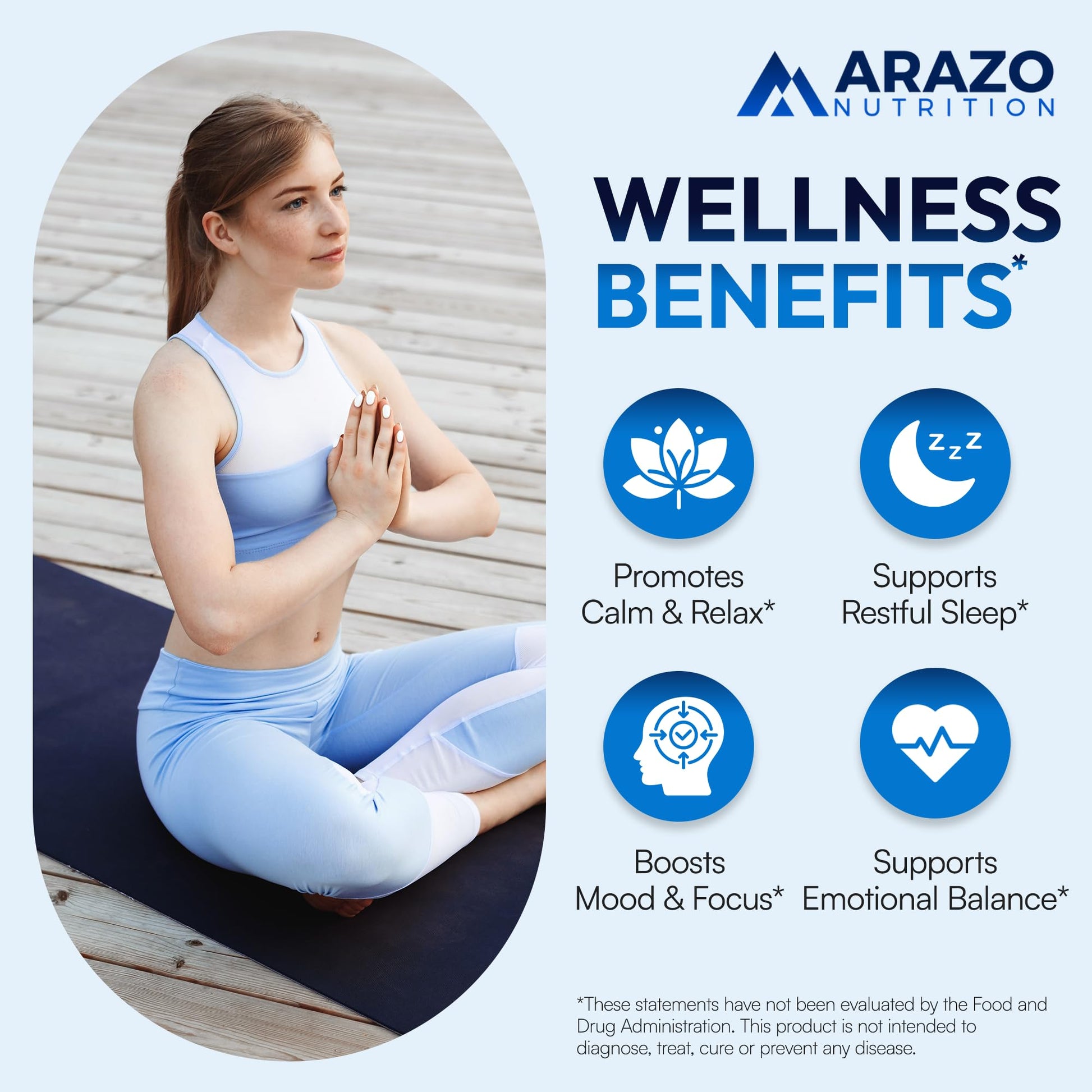 5-HTP 200 MG Per Serving Plus Calcium for Mood, Sleep – Supports Calm and Relaxed Mood – 99% High Purity – 120 Capsules – Arazo Nutrition - Maple Wellness Supplements