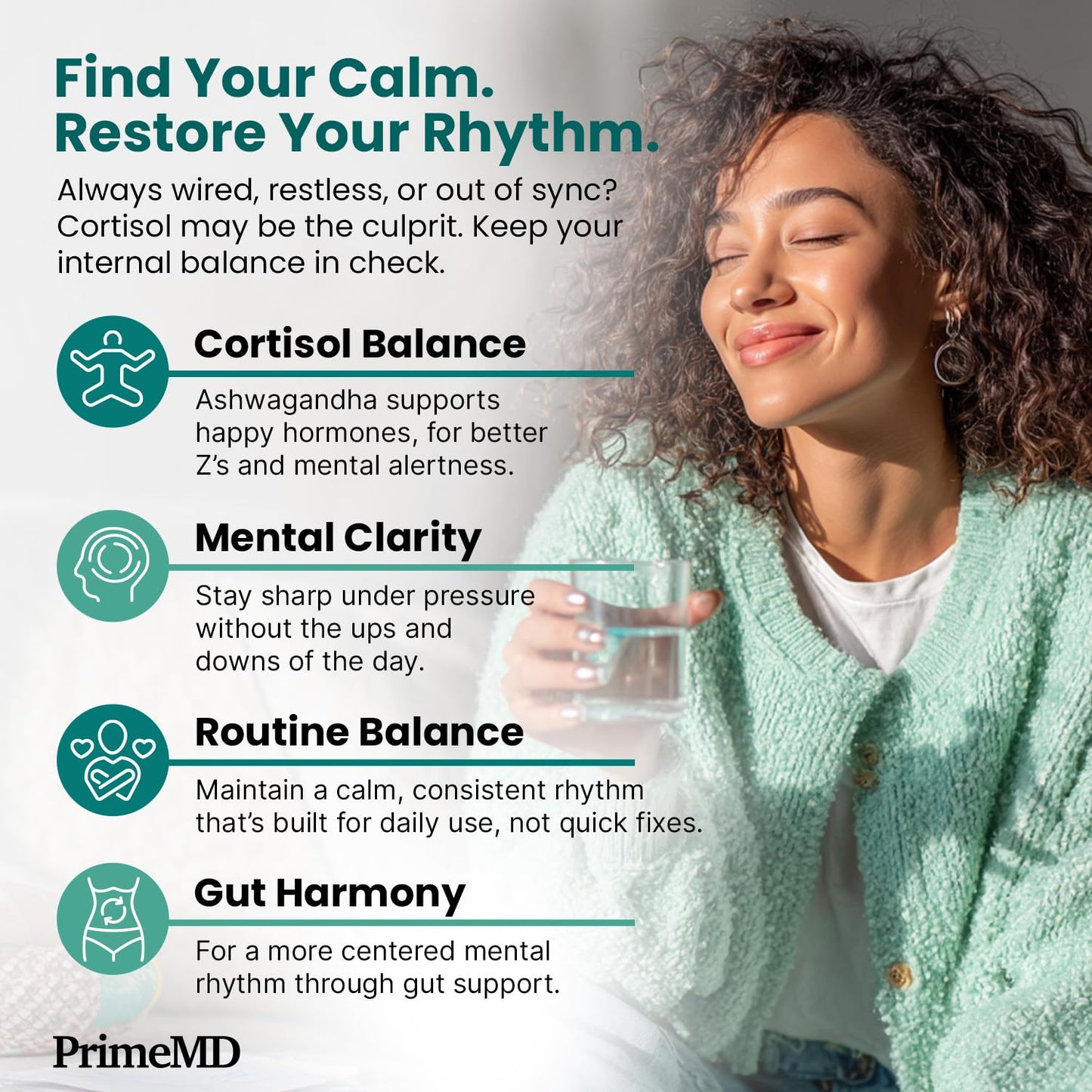 5-in-1 Cortisol Supplement for Women and Men with Ashwagandha for Calmness, Focus, and Adrenal Support Supplements with Shilajit Extract, Magnesium Glycinate, Probiotics (120 ct) (Pack of 1) - Maple Wellness Supplements