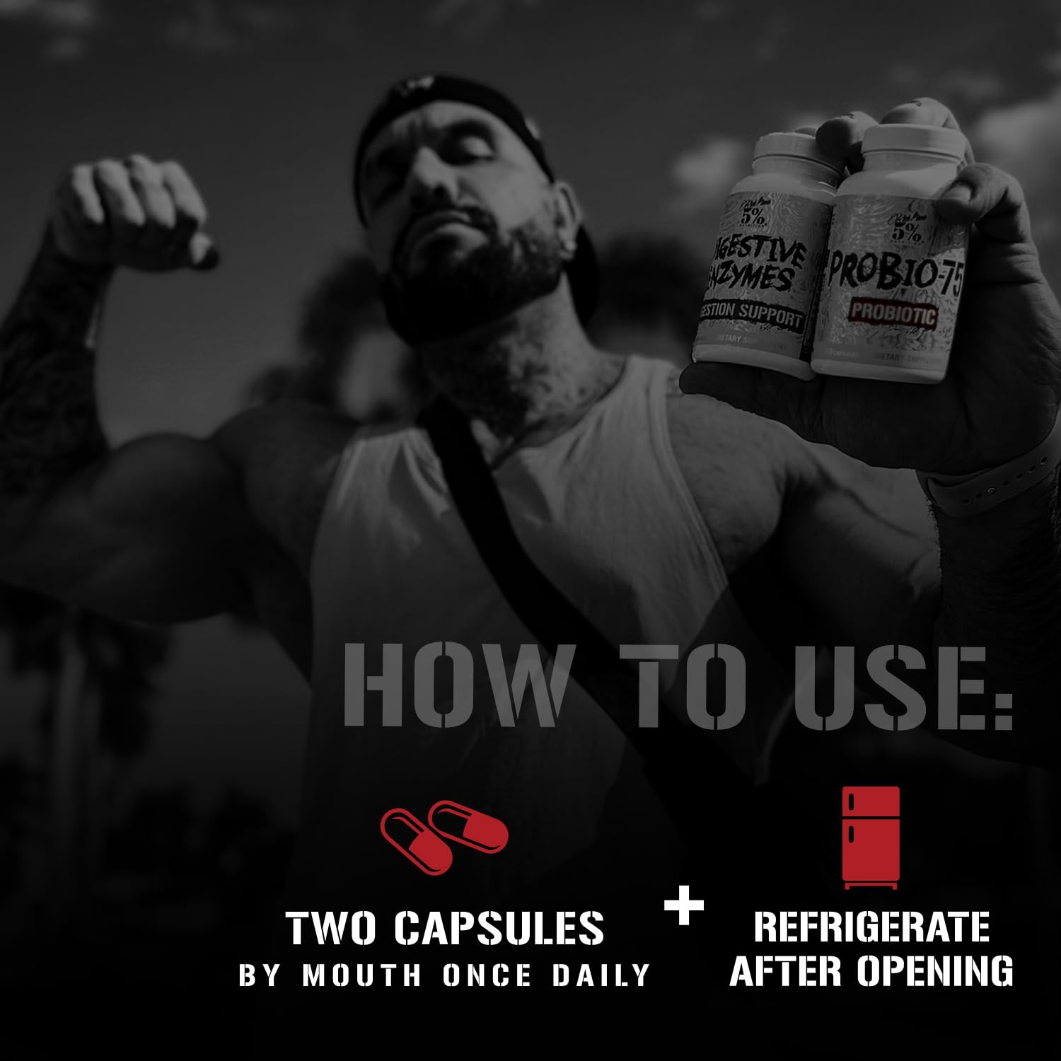 5% Nutrition Rich Piana Probio-75 Billion CFUs | Vegan, 14 Unique Strains - Maple Wellness Supplements