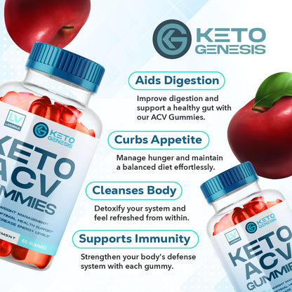 5 Pack - Keto Genesis Keto ACV Gummies Advanced Weight Loss, Genesis ACV, Genesis - Maple Wellness Supplements