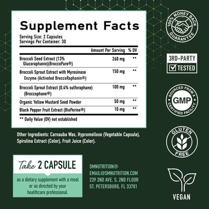 50MG Sulforaphane Supplement from Broccoli Sprouts | NRF2 Activation, Cellular Health & Immune Support | Glucoraphanin, Myrosinase & Antioxidants | Third-Party Tested - Maple Wellness Supplements