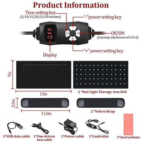NEXTWOOD 660nm and 850nm Infrared Red Light Arm Therapy Wrap Belt with Timer & Brightness Setting Red NEXTWOODBuy Supplements Australia