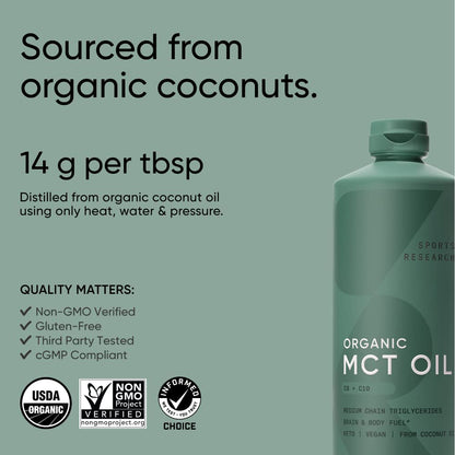 Sports Research Keto MCT Oil from Organic Coconuts - Fatty Acid Fuel for Body Sports ResearchBuy Supplements Australia
