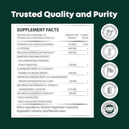 VitalWise Fresh Lungs Lung Detox and Cleanse Supplement with Mullein Leaf Extract VitalWiseBuy Supplements Australia