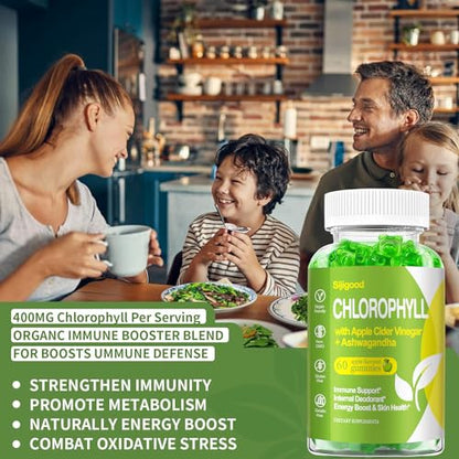 Organic Chlorophyll Gummies with Ashwagandha, Black Seed Oil, Apple Cider Vinegar SijigoodBuy Supplements Australia