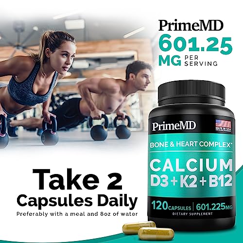 Calcium 600mg, Vitamin D3 K2 B12 Supplement - For Heart, Bone & Immune Support PrimeMDBuy Supplements Australia