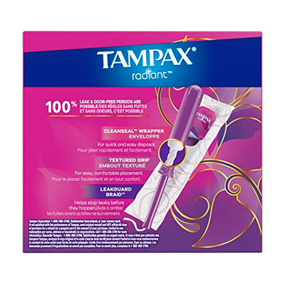Tampax Radiant Tampons Multipack, Regular/Super/Super Plus Absorbency, With Leakguard Braid TampaxBuy Supplements Australia