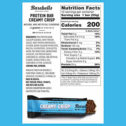 Barebells Protein Snacks Bars Creamy Crisp - 12 Count, 1.9oz Bars 55g of High Protein BAREBELLSBuy Supplements Australia