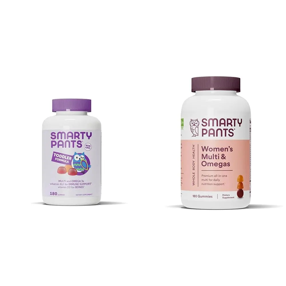SmartyPants Toddler Multivitamin Gummies: Omega 3 Fish Oil (EPA/DHA), Vitamin D3, C, Vitamin B12, B6 & Women's Multivitamin Gummies: Omega 3 Fish Oil (EPA/DHA), Methylfolate, CoQ10, Vitamin D SmartyPantsBuy Supplements Australia