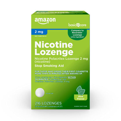 Amazon Basic Care Nicotine Polacrilex Lozenge, 2 mg (Nicotine), Mint Flavor Amazon Basic CareBuy Supplements Australia