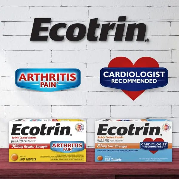 Ecotrin Regular Strength Safety Coated Aspirin | Arthritis Pain | 300 Tablets (2 Pack) EcotrinBuy Supplements Australia