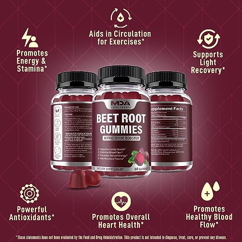 Beet Root Gummies with CoQ10, Energy, and Circulation Support, Pre Workout Nitric Oxide MDA SupplementsBuy Supplements Australia