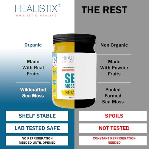 Healistix Pineapple Irish Sea Moss Gel 16 Oz - St Lucia Wildcrafted Seamoss Gel, Packed HX HEALISTIXBuy Supplements Australia