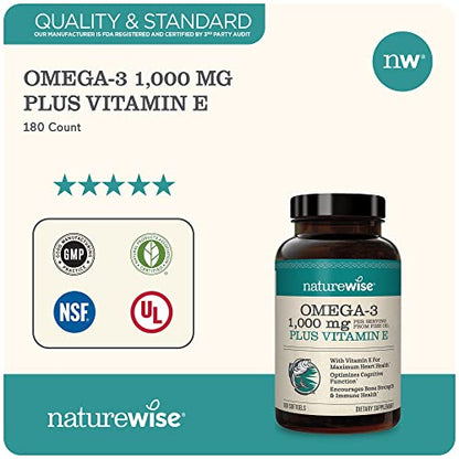 NatureWise High-Potency 1000mg Omega 3 with 600mg EPA, 400mg DHA, & Vitamin E NatureWiseBuy Supplements Australia