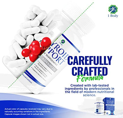 1 Body Thyroid Support Supplement with Iodine - Energy & Focus Support