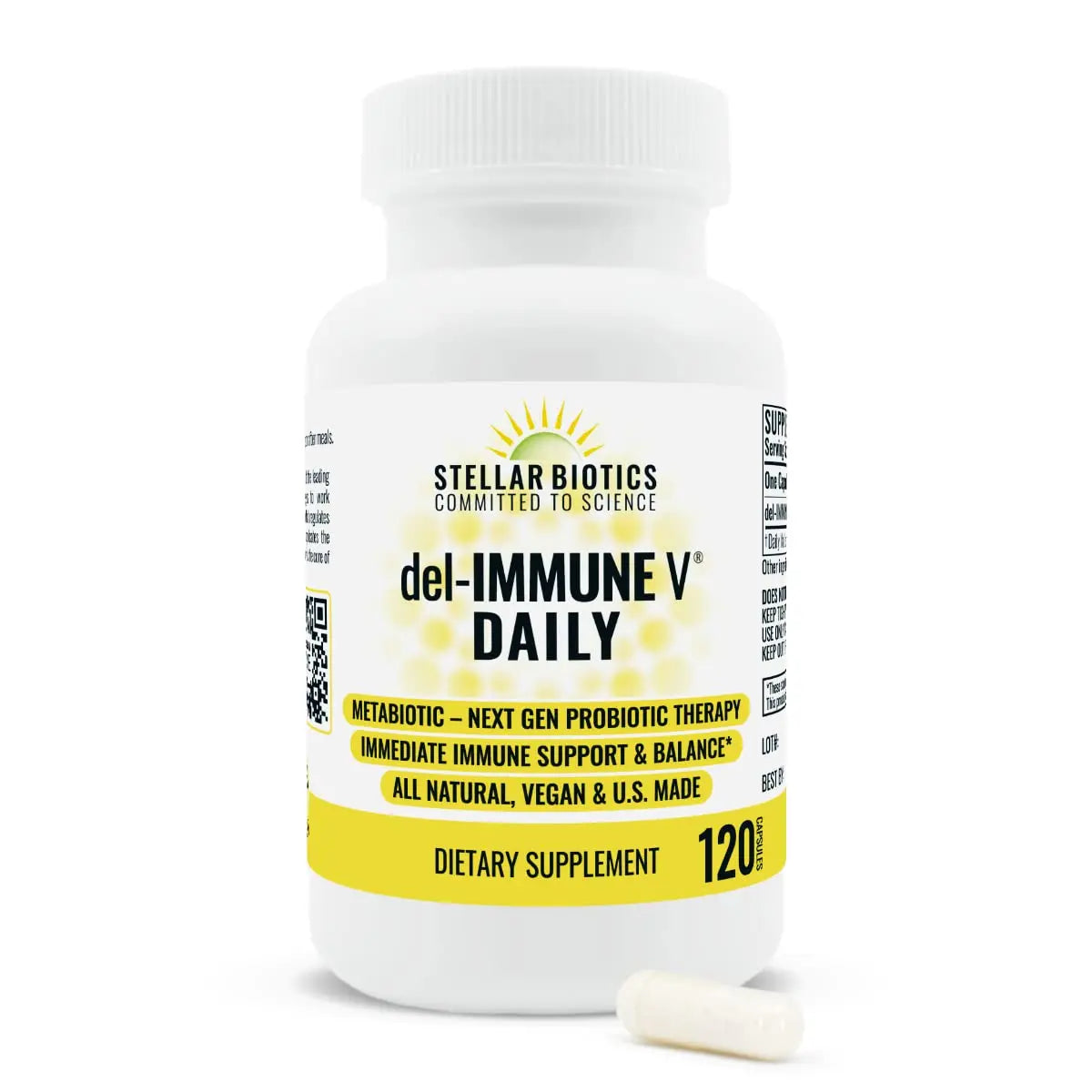 Del-Immune V® Daily by Stellar Biotics, All-Natural Immune Support & Gut Health, Immediate Care, Metabiotic: NextGen Probiotic Therapy (120 Caps) Del-Immune VBuy Supplements Australia