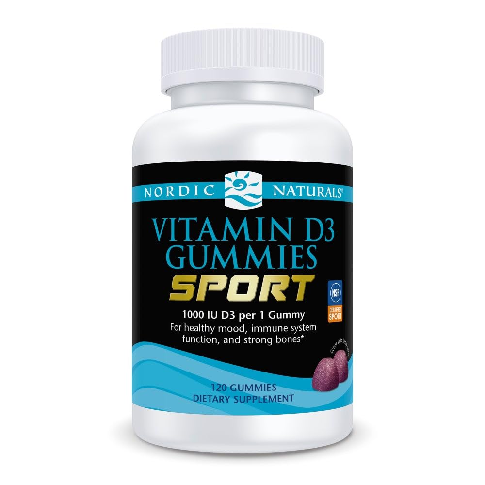 Nordic Naturals Vitamin D3 Gummies Sport, Wild Berry - 120 Gummies - 1000 IU Vitamin D3 - NSF Certified - Healthy Bones, Mood & Immune System Function - Non-GMO - 120 Servings Nordic NaturalsBuy Supplements Australia