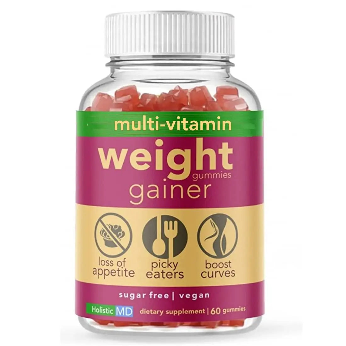 Holistic MD Gainer Gummies for Women Men Elderly and Kids | Clinically Studied Ingredients | 10 in 1 with L-Lysine Gentian Root Vitamin B | Holistic MD