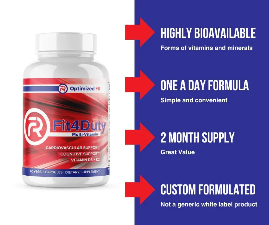 Fit4Duty Multivitamin+ for First Responders, One a Day Multivitamin Plus Other nutrients, 60 Servings, 2 Month Supply Optimized FRBuy Supplements Australia
