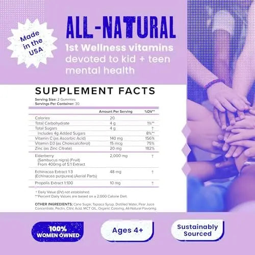 SAM+LEO Immunity Gummies with Elderberry, Echinacea, Zinc & Vitamin C for Kids & Teens – Immune Support Supplement Gummies | SAM+LEO