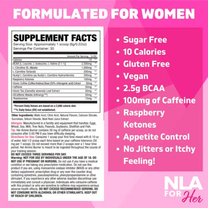 Her Thermogenic Amino Women's Pre Post & Intra Workout Booster (Strawberry Kiwi,30 Servings) NLA for HerBuy Supplements Australia