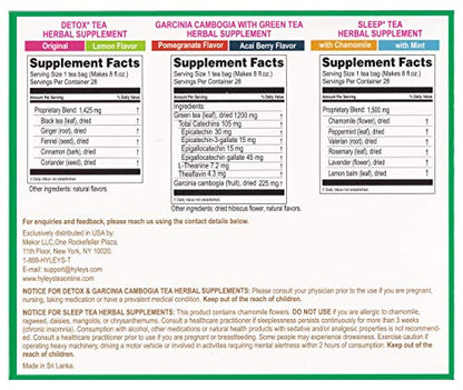 Hyleys Detox Tea for Cleanse - 28 Day Kit - 84 Tea Bags - Gift Gift For Mom For Mom HYLEYSBuy Supplements Australia