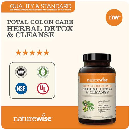 NatureWise Herbal Detox Cleanse Laxative Supplements | Natural Colon Cleanser Herb & Fiber Blend NatureWiseBuy Supplements Australia