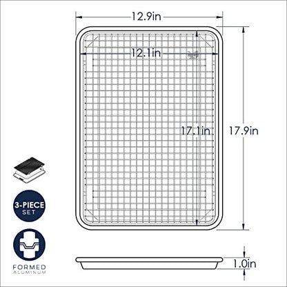 Nordic Ware Naturals Half Sheet Pan, Deluxe Silicone Liner and Cooling Rack, Cookie or Roasting Bakers Set Nordic WareBuy Supplements Australia