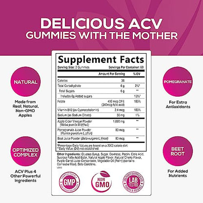 Vegan Apple Cider Vinegar Gummies | Max Strength 1000mg | Gelatin-Free, Vegan, Non-GMO Nature's NutritionBuy Supplements Australia