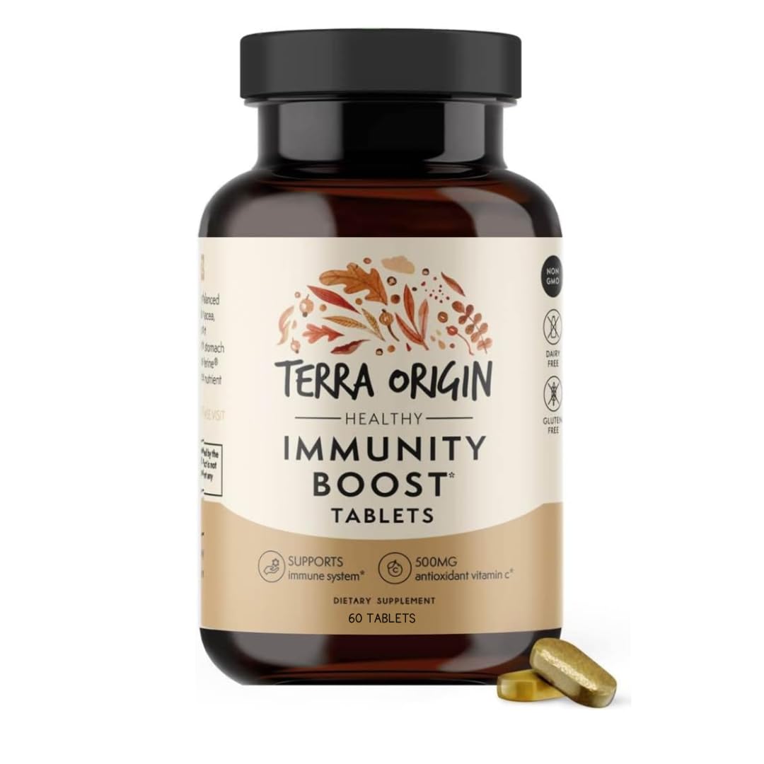 TERRA ORIGIN Immune Support Supplement | 60 Tablets | Immune System Booster for Adults* | BioPerine, Vitamin C, D, Zinc, Echinacea | Non GMO, Gluten Free, Dairy Free, Made in USA TERRA ORIGINBuy Supplements Australia