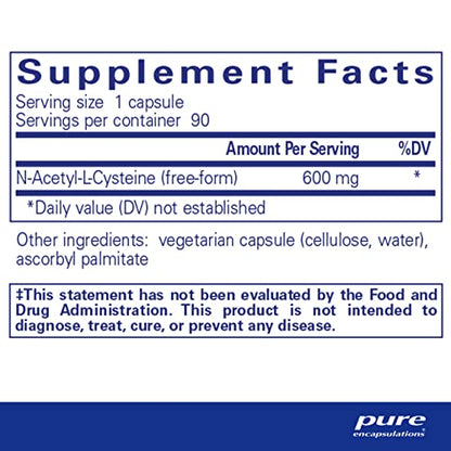 Pure Encapsulations NAC 600 mg - NAC Supplement for Lung Health & Immune Support Pure EncapsulationsBuy Supplements Australia