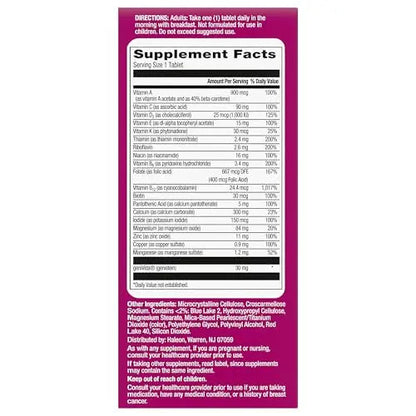 Centrum Complete Multivitamin Supplement + Hot Flash Support Menopause Support Tablets, with Clinically Studied geniVida, 30 Count Centrum