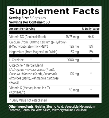 Green Valley Naturals Bone & Muscle Defense Supplement – Bone Health, Muscle Support & Joint Mobility Formula with MyHMB, Magnesium, Vitamin D3 & L-Carnitine for Daily Wellness, 60 Capsules GREEN VALLEY NATURALSBuy Supplements Australia