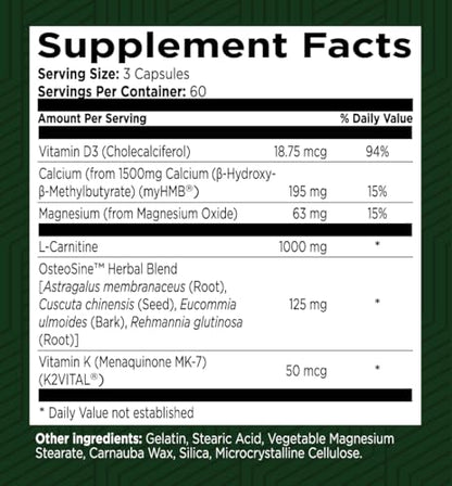 Green Valley Naturals Bone & Muscle Defense Supplement – Bone Health, Muscle Support & Joint Mobility Formula with MyHMB, Magnesium, Vitamin D3 & L-Carnitine for Daily Wellness, 60 Capsules GREEN VALLEY NATURALSBuy Supplements Australia