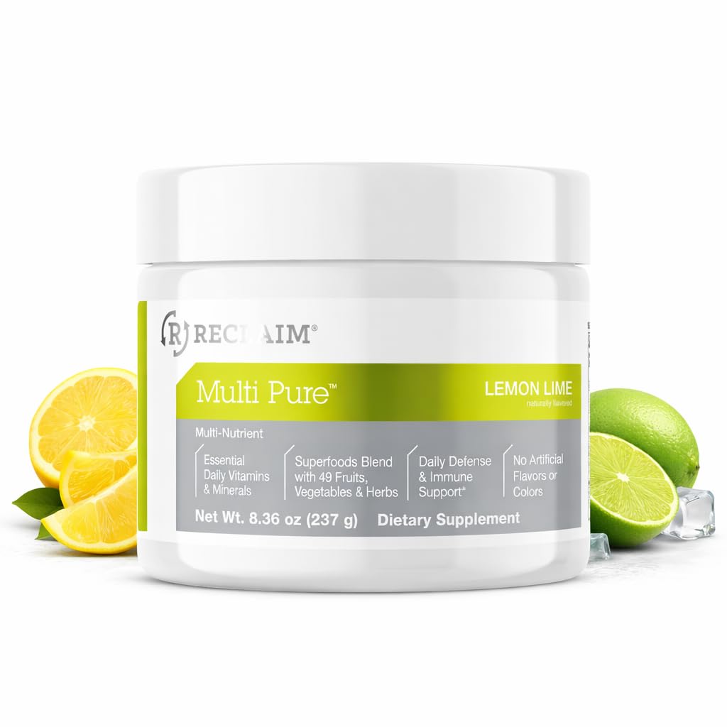 Reclaim Multi Pure Lemon Lime, Immune Support, Vitamin C, Vitamin B Complex, Probiotic, Superfood Powder, Calcium, Magnesium Oxide, (30 Servings) (Lemon Lime) Complete NutritionBuy Supplements Australia