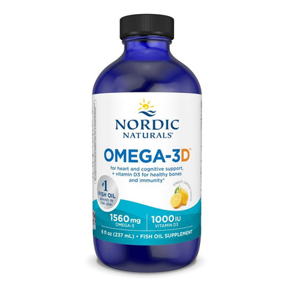 Nordic Naturals Omega-3D, Lemon Flavor - 8 oz - 1560 mg Omega-3 + 1000 IU Vitamin D3 - Fish Oil - EPA & DHA - Immune Support, Brain & Heart Health, Healthy Bones - Non-GMO - 48 Servings Nordic NaturalsBuy Supplements Australia