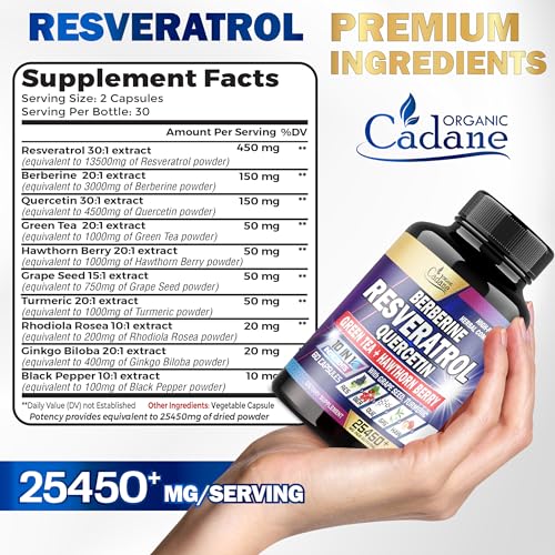Premium Resveratrol Supplement 25450mg - Healthy Aging, Heart, Brain & Immune Support Organic CadaneBuy Supplements Australia