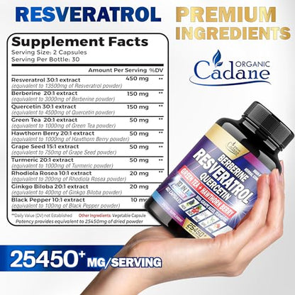 Premium Resveratrol Supplement 25450mg - Healthy Aging, Heart, Brain & Immune Support Organic CadaneBuy Supplements Australia