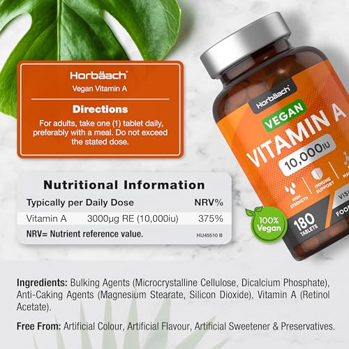 Vitamin A Tablets 10000iu | 180 Count | High Strength Vitamin A as Retinol Acetate HorbäachBuy Supplements Australia