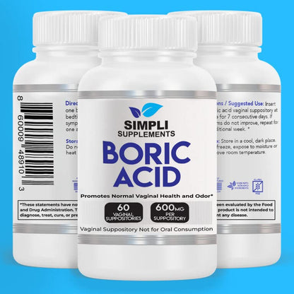 Simpli Supplements 60 Boric Acid Suppositories - Modern Support & Ancient Remedy - Scientifically Simpli SupplementsBuy Supplements Australia