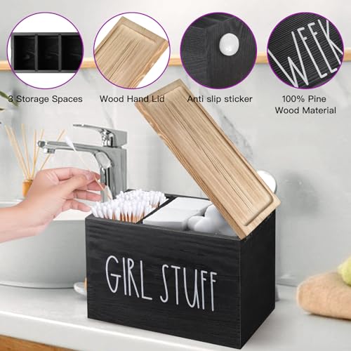 MISTOD Tampons Holder for Bathroom, Pad and Tampon Organizer with Tray Lid, Wooden Feminine MISTODBuy Supplements Australia