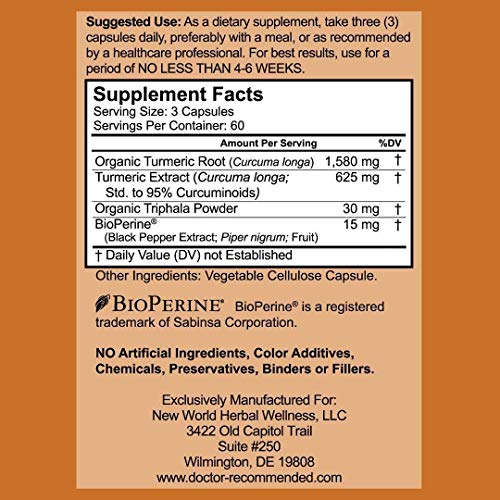 Turmeric Curcumin - 2250mg/d - 95% Curcuminoids - 180 Veggie Caps with Black DOCTOR RECOMMENDED SUPPLEMENTSBuy Supplements Australia